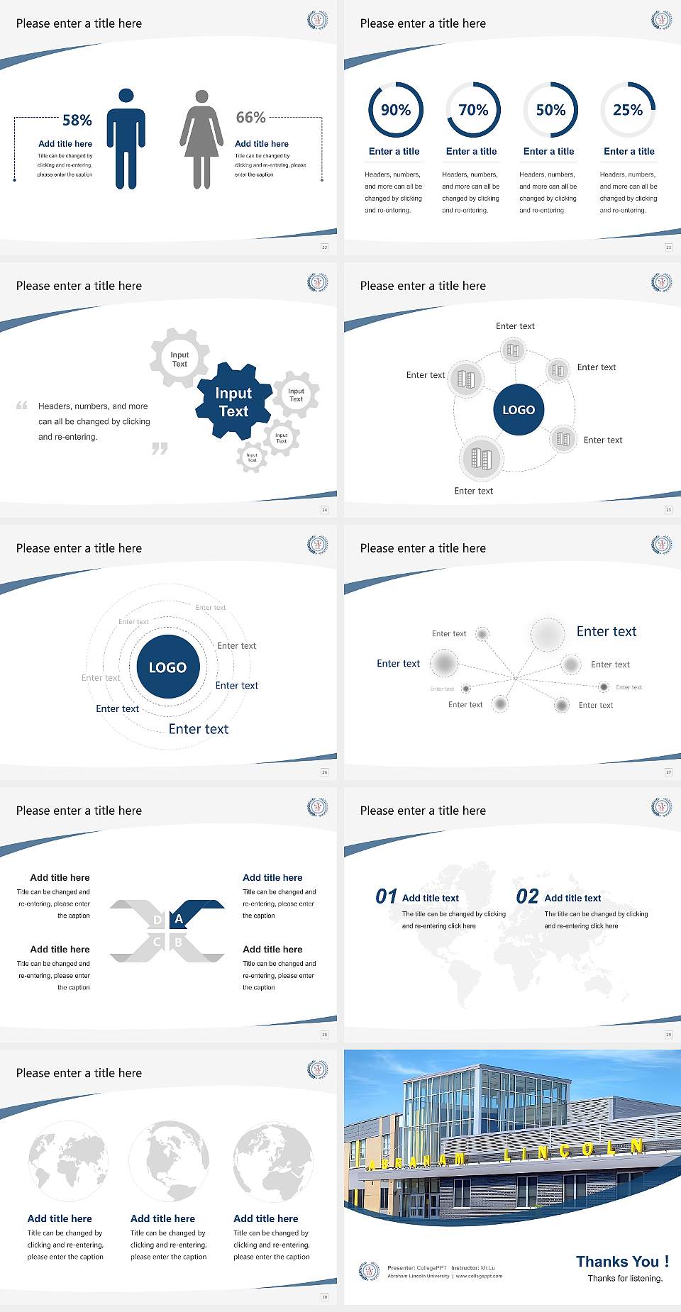 Abraham Lincoln University Course/Courseware Creation PPT Template4:3 ratio PPT effect preview image4