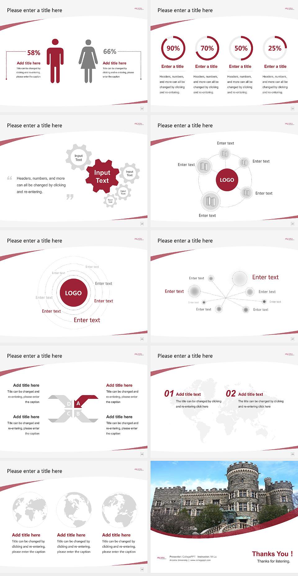 Arcadia University Course/Courseware Creation PPT Template4:3 ratio PPT effect preview image4