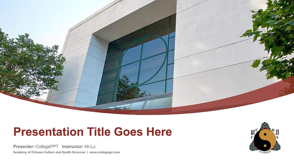 Academy of Chinese Culture and Health Sciences Course/Courseware Creation PPT Template16:9 ratio PPT effect preview image
