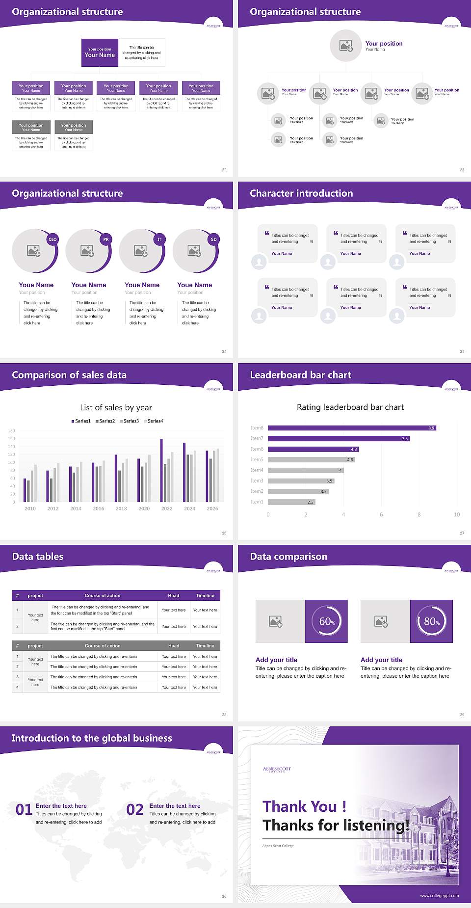 Agnes Scott College Academic Presentation/Research Findings Report PPT Template4:3 ratio PPT effect preview image4
