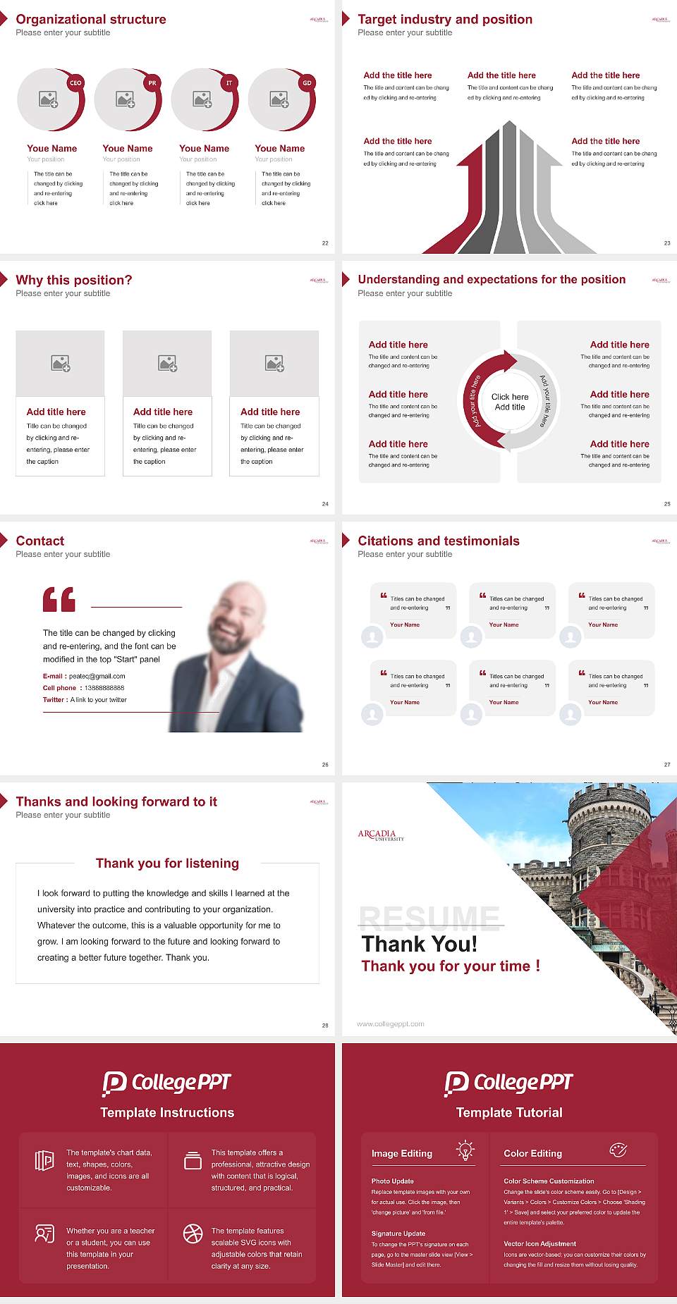 Arcadia University Resume PPT Template4:3 ratio PPT effect preview image4