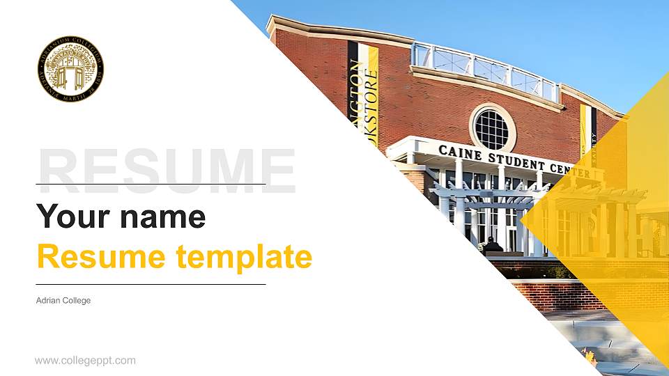 Adrian College Resume PPT Template16:9 ratio PPT effect preview image