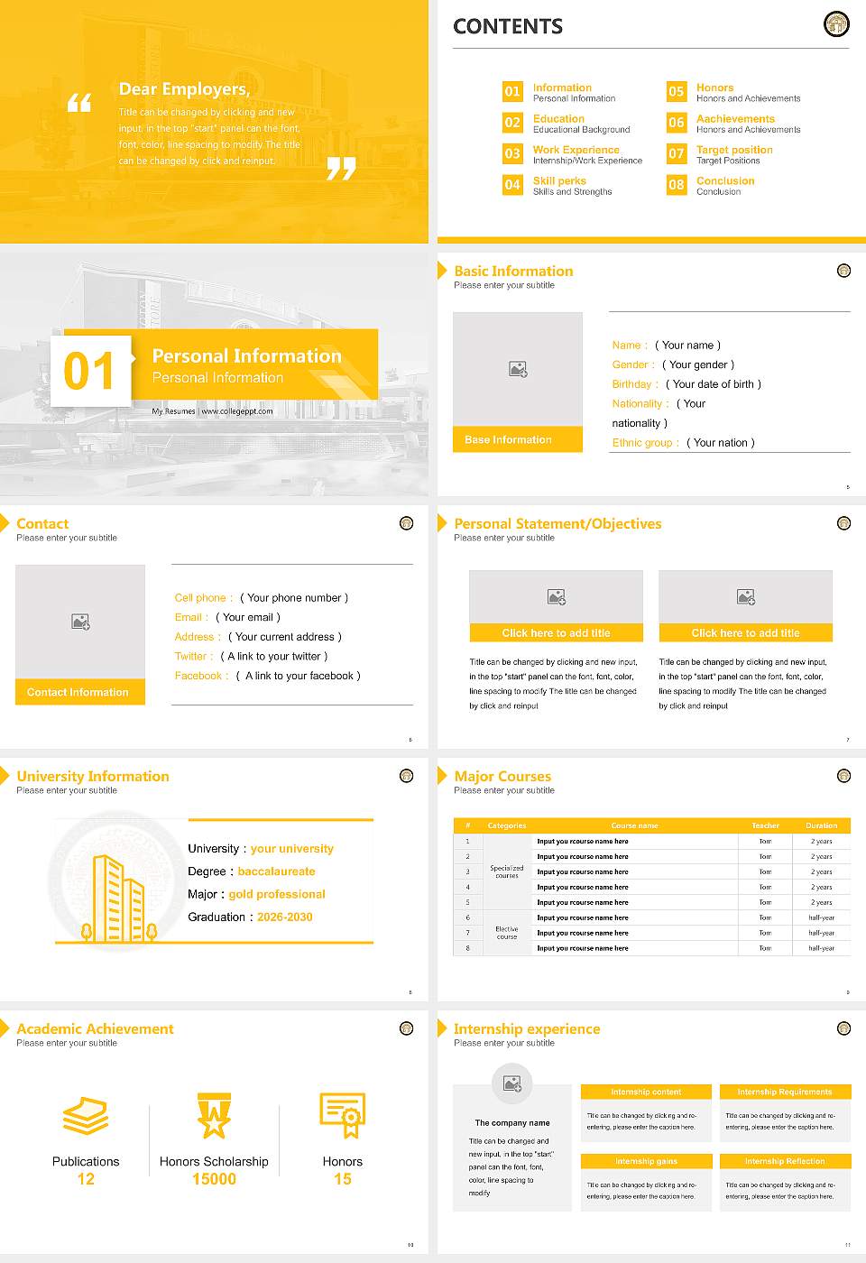 Adrian College Resume PPT Template16:9 ratio PPT effect preview image2