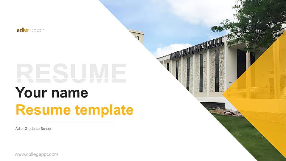 Adler Graduate School Resume PPT Template16:9 ratio PPT effect preview image
