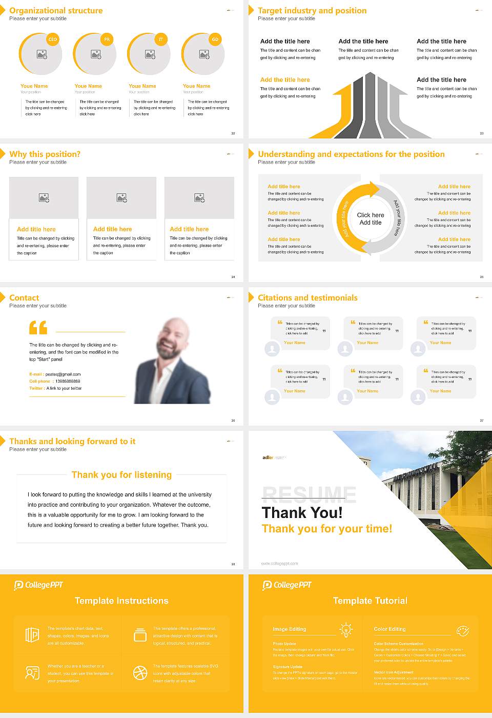 Adler Graduate School Resume PPT Template16:9 ratio PPT effect preview image4