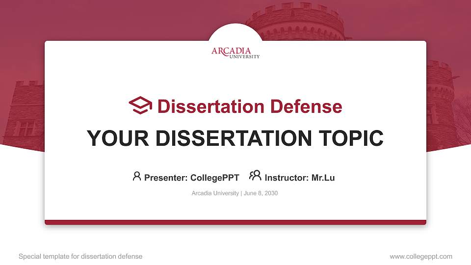 Arcadia University Graduation Thesis Defense PPT Template16:9 ratio PPT effect preview image