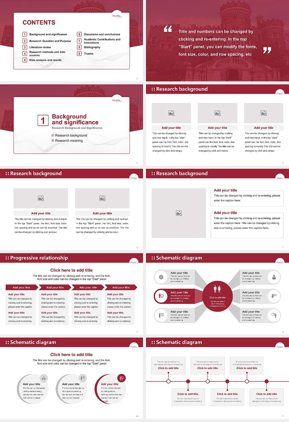 Arcadia University Graduation Thesis Defense PPT Template16:9 ratio PPT effect preview image2