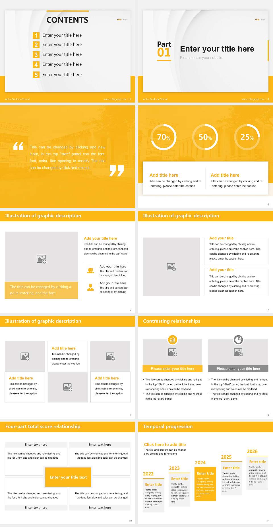 Adler Graduate School Thesis Proposal/Graduation Defense PPT Template4:3 ratio PPT effect preview image2