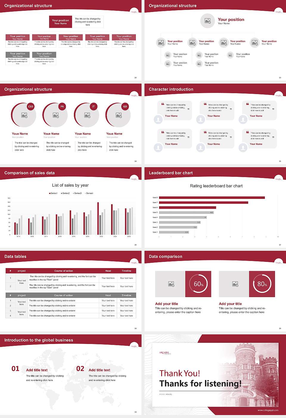 Arcadia University Academic Presentation/Research Findings Report PPT Template16:9 ratio PPT effect preview image4