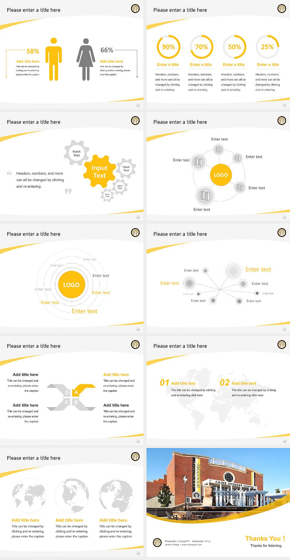 Adrian College Course/Courseware Creation PPT Template4:3 ratio PPT effect preview image4