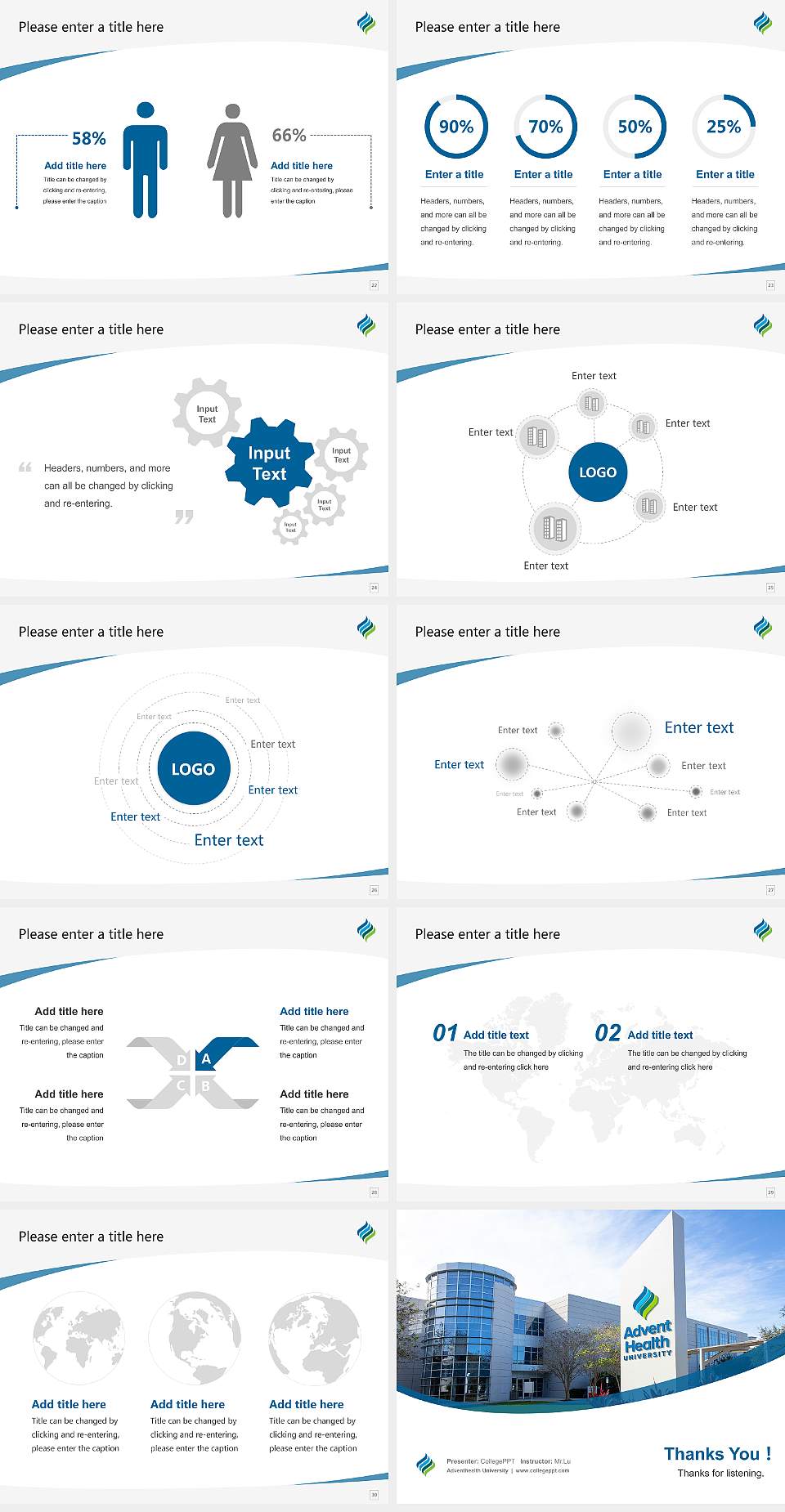 Adventhealth University Course/Courseware Creation PPT Template4:3 ratio PPT effect preview image4