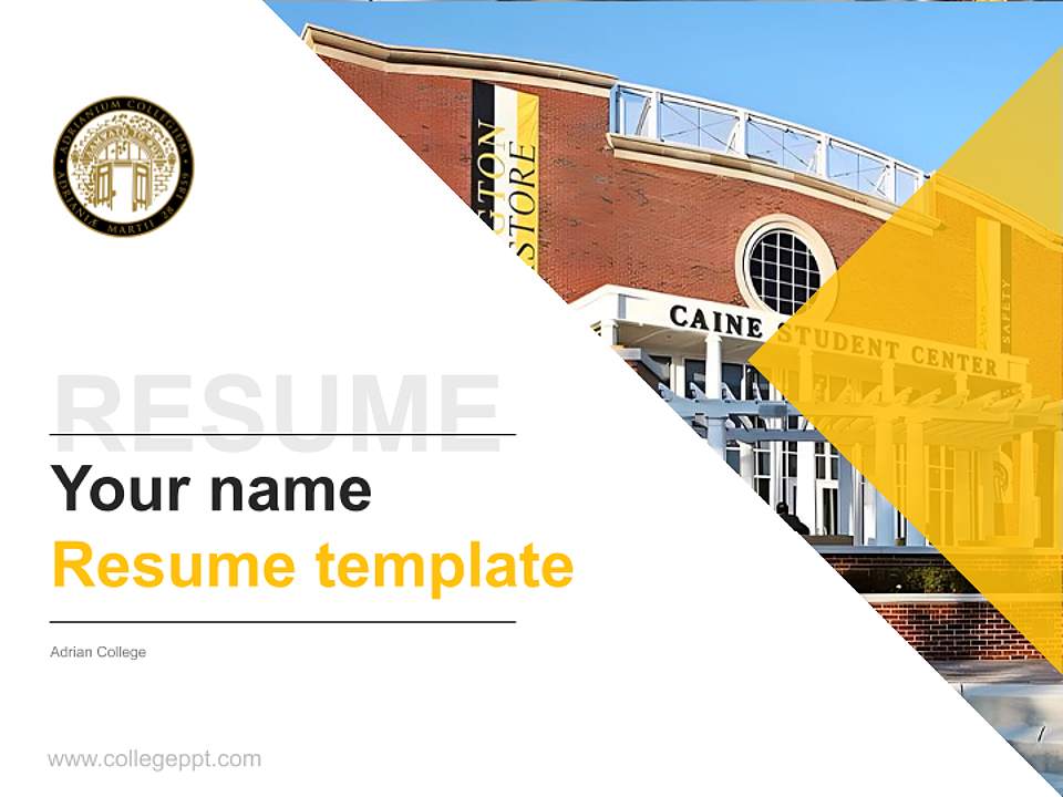 Adrian College Resume PPT Template4:3 ratio PPT effect preview image5