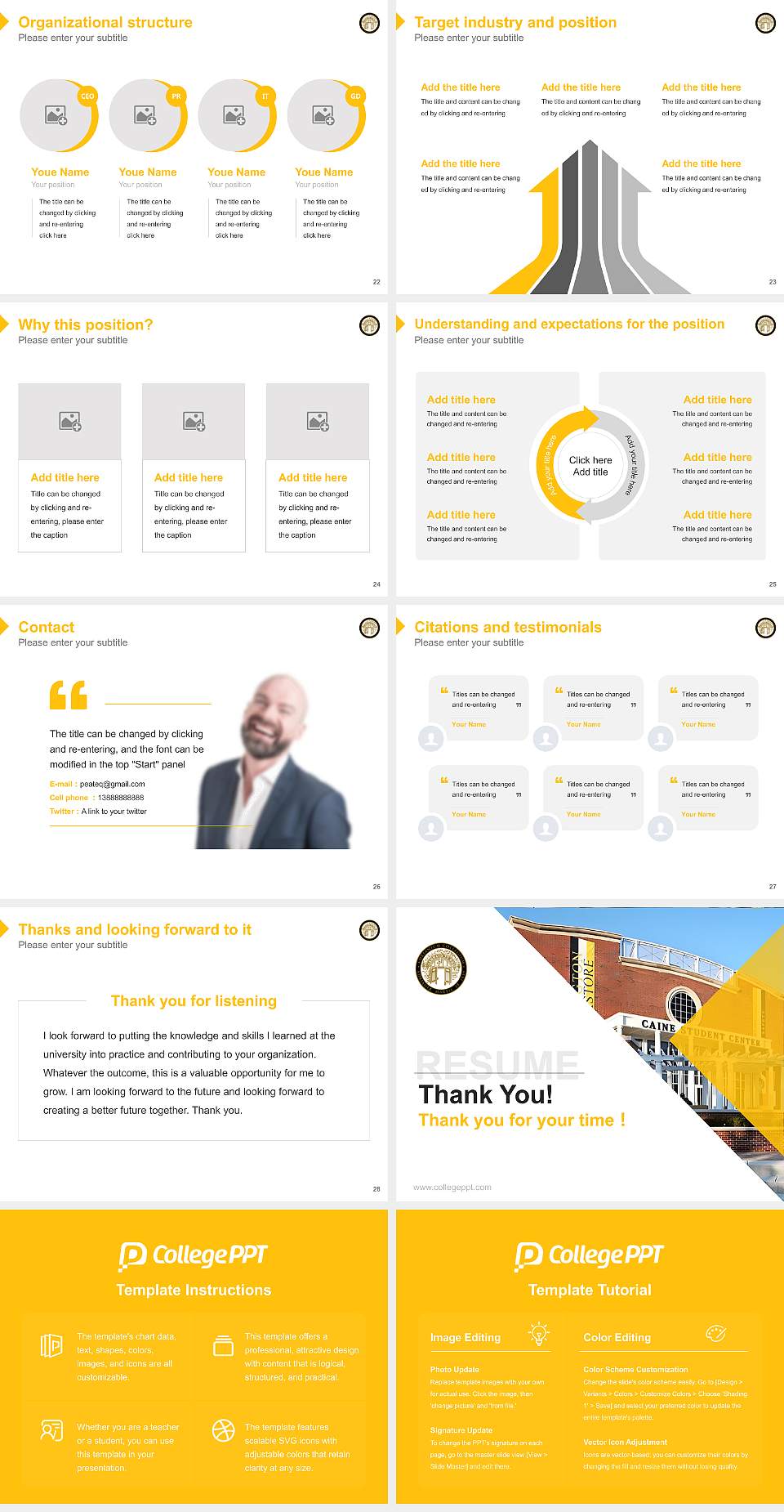 Adrian College Resume PPT Template4:3 ratio PPT effect preview image4