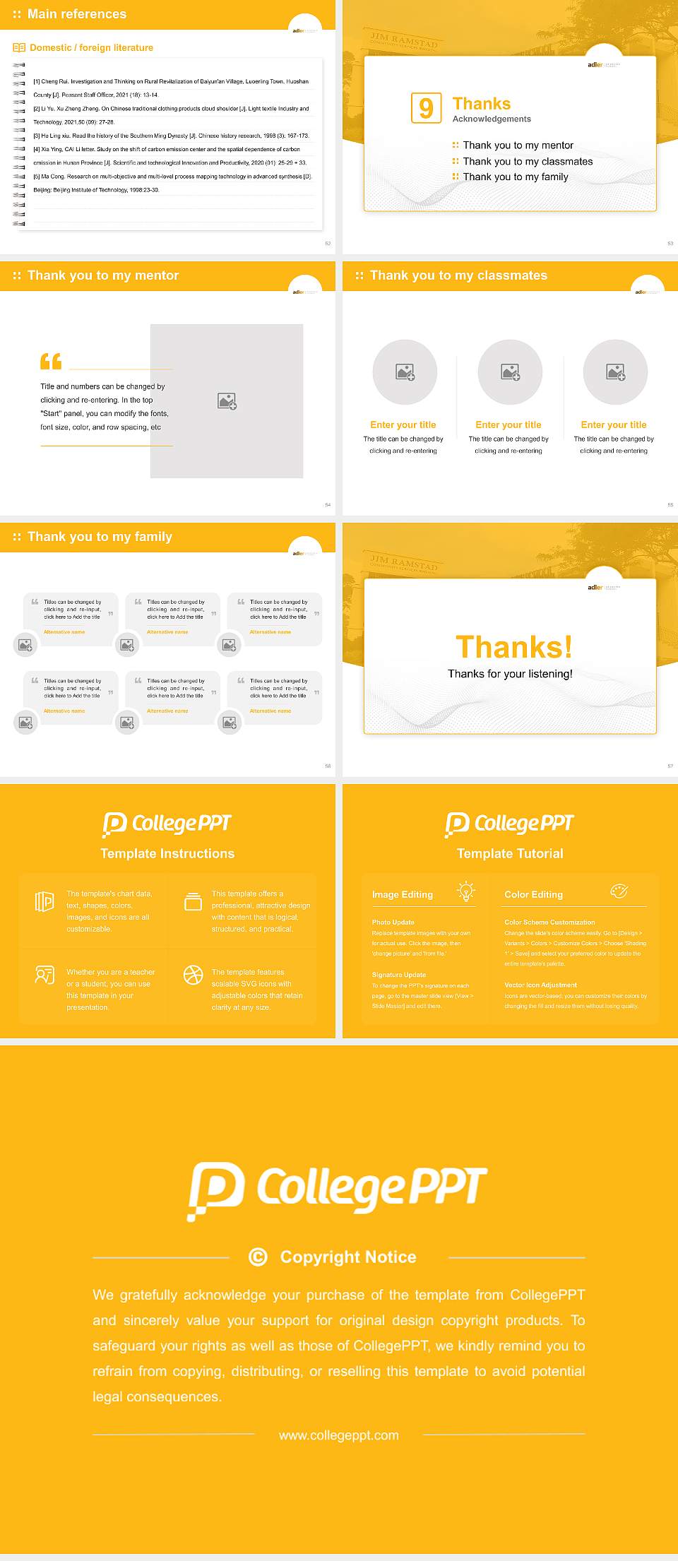Adler Graduate School Graduation Thesis Defense PPT Template4:3 ratio PPT effect preview image7