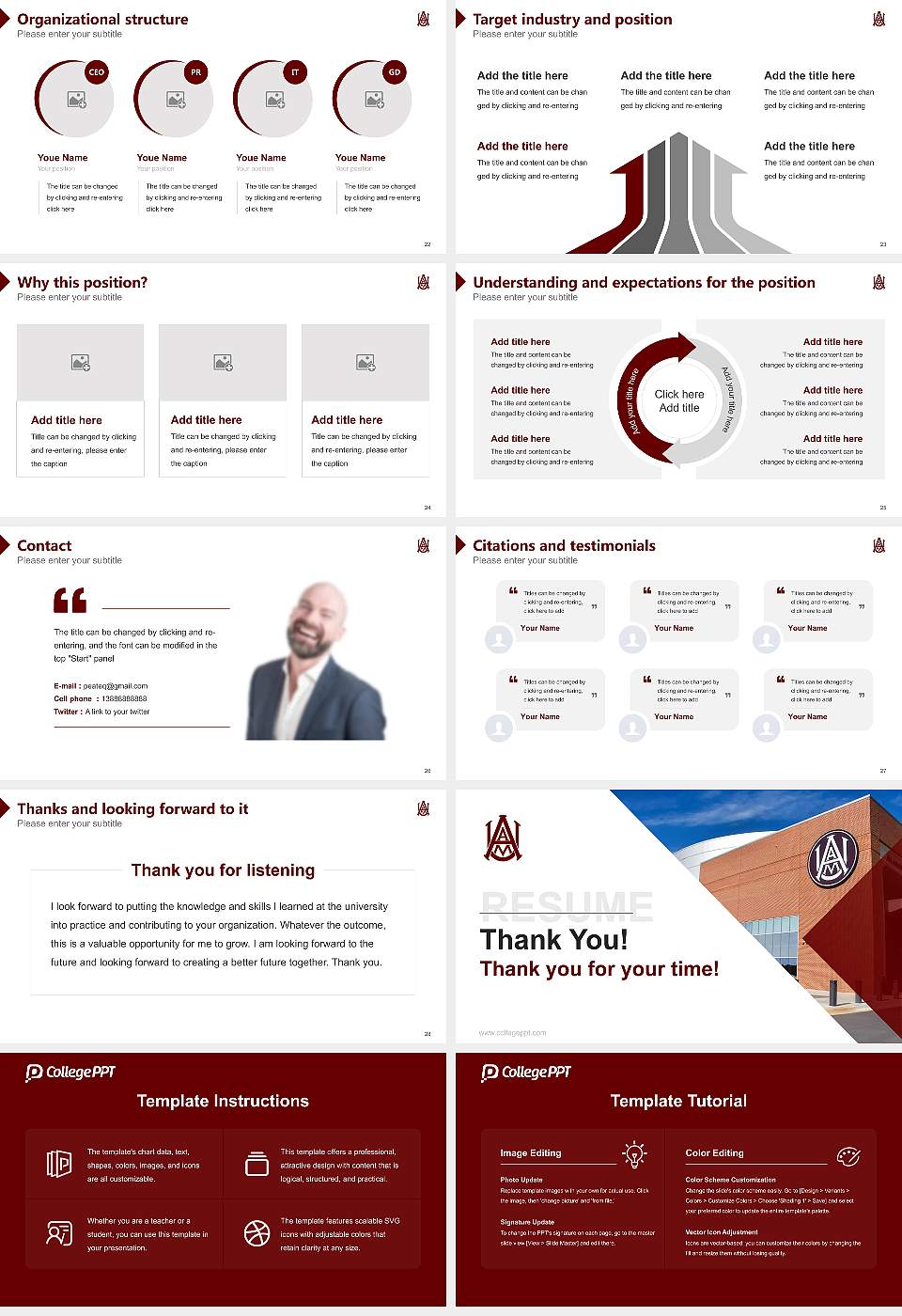 Alabama a & M University Resume PPT Template16:9 ratio PPT effect preview image4