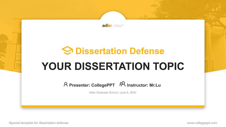 Adler Graduate School Graduation Thesis Defense PPT Template16:9 ratio PPT effect preview image