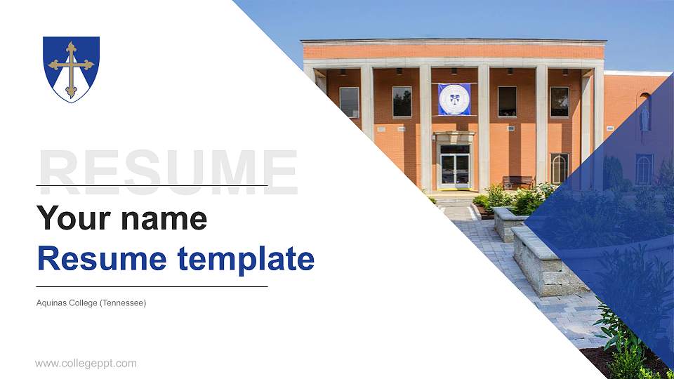 Aquinas College (Tennessee) Resume PPT Template16:9 ratio PPT effect preview image