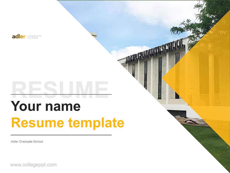 Adler Graduate School Resume PPT Template4:3 ratio PPT effect preview image5
