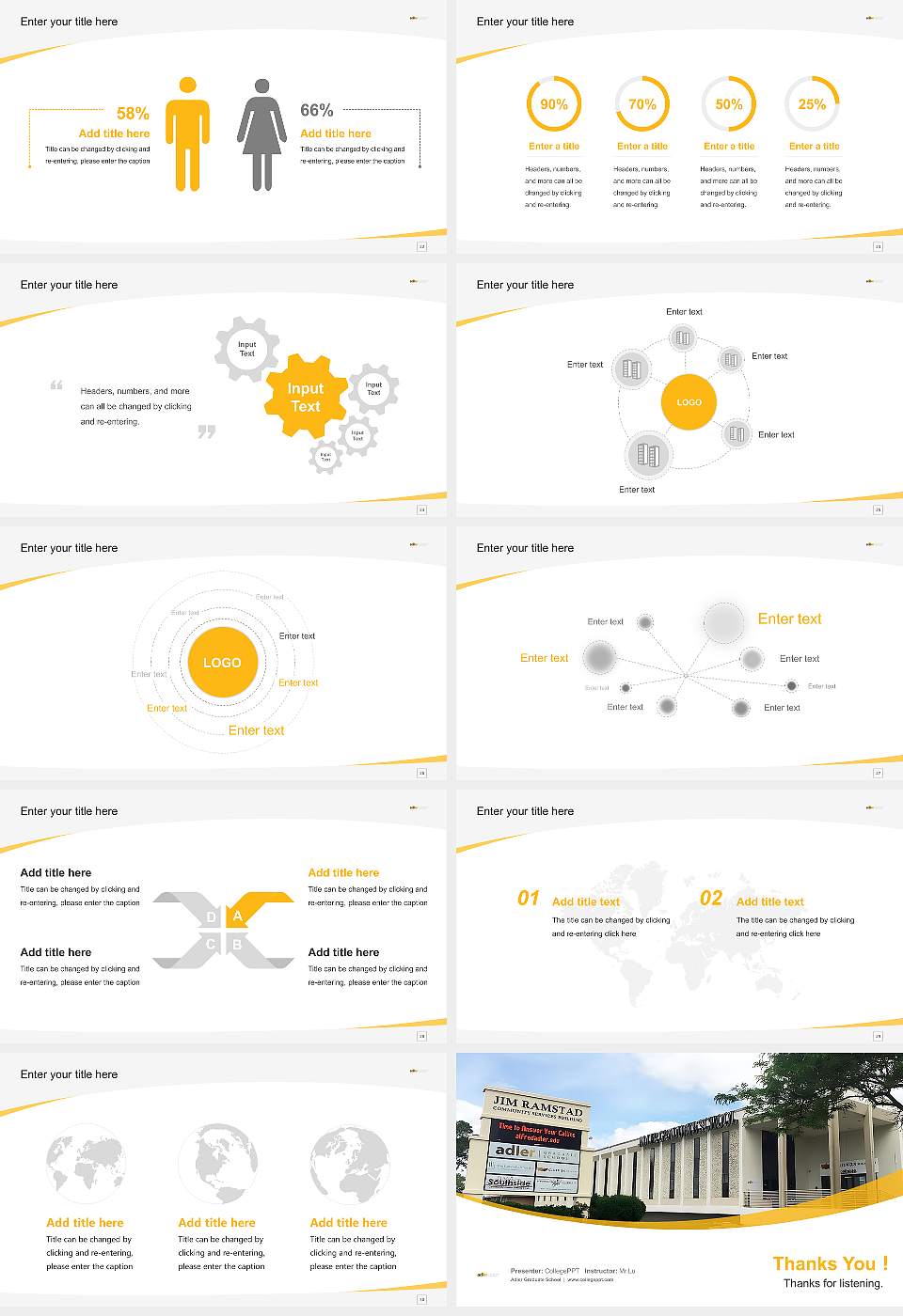 Adler Graduate School Course/Courseware Creation PPT Template16:9 ratio PPT effect preview image4