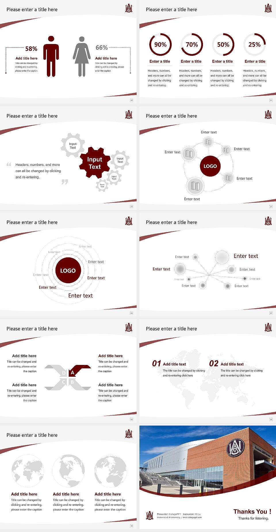 Alabama a & M University Course/Courseware Creation PPT Template4:3 ratio PPT effect preview image4