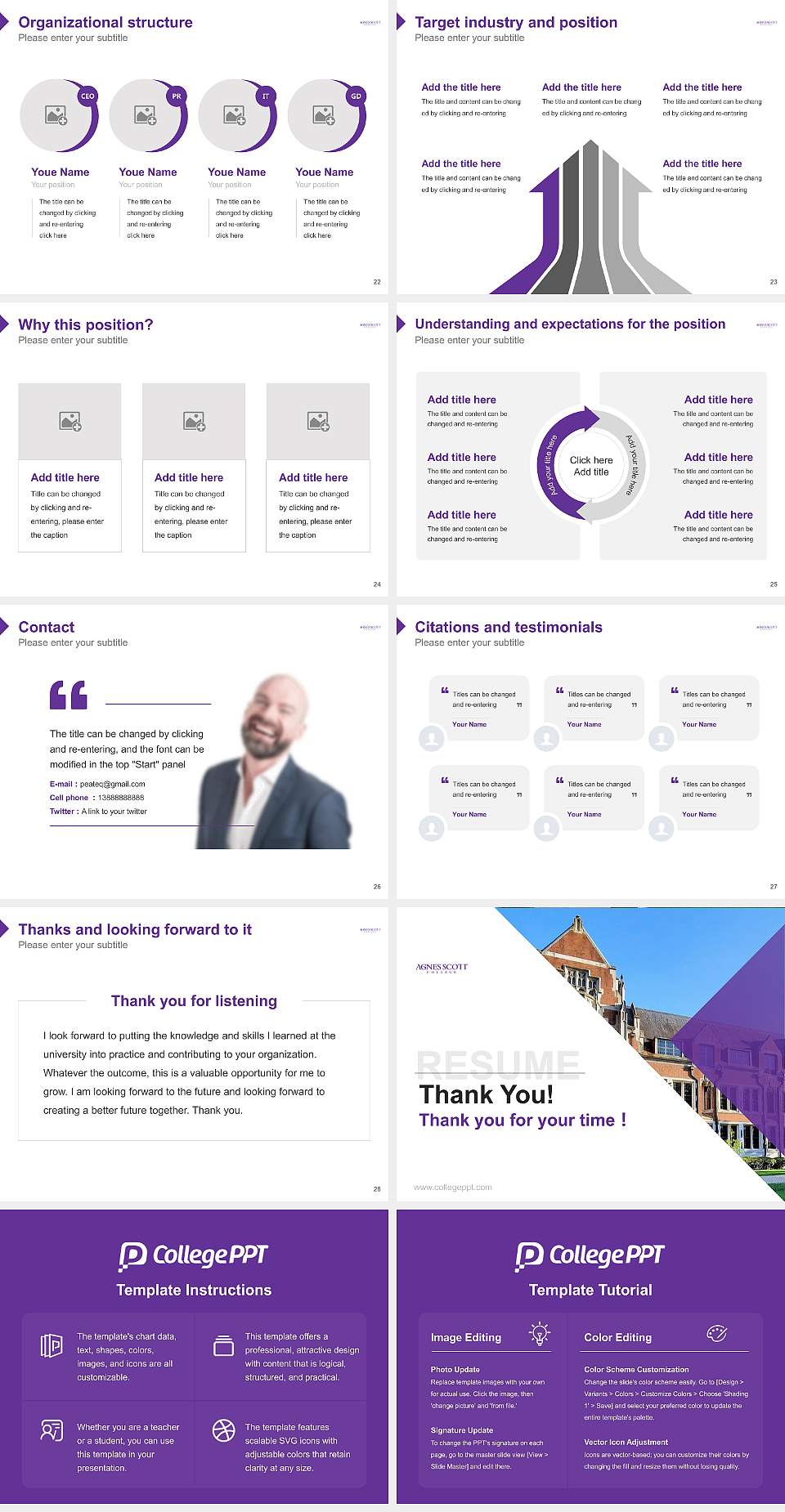 Agnes Scott College Resume PPT Template4:3 ratio PPT effect preview image4