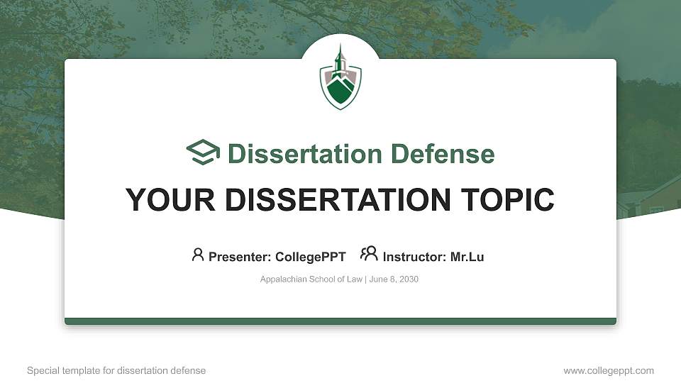 Appalachian School of Law Graduation Thesis Defense PPT Template16:9 ratio PPT effect preview image