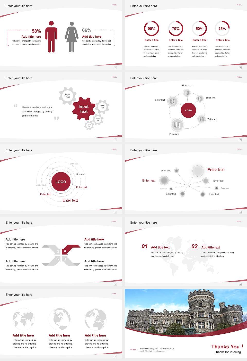 Arcadia University Course/Courseware Creation PPT Template16:9 ratio PPT effect preview image4