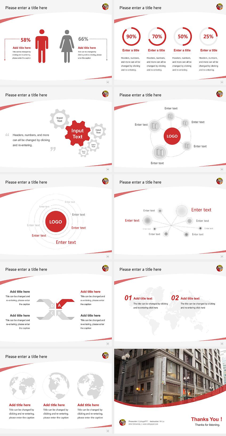 Adler University Course/Courseware Creation PPT Template4:3 ratio PPT effect preview image4