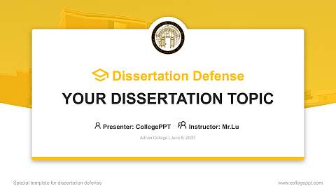 Adrian College Graduation Thesis Defense PPT Template