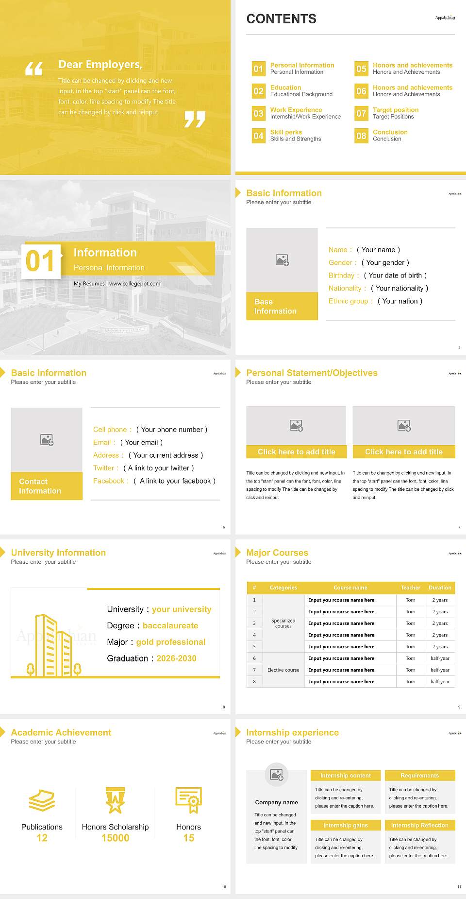 Appalachian State University Resume PPT Template4:3 ratio PPT effect preview image2
