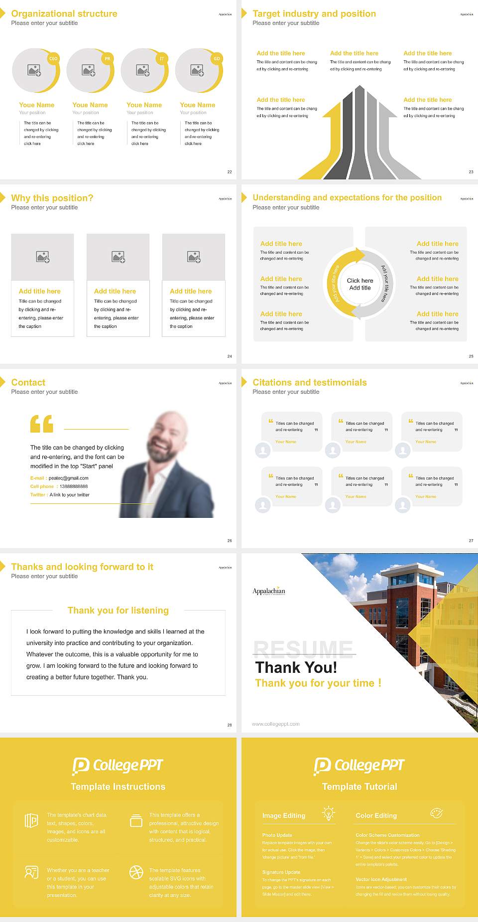 Appalachian State University Resume PPT Template4:3 ratio PPT effect preview image4