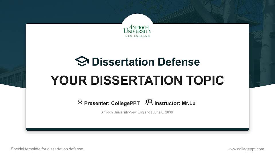Antioch University-New England Graduation Thesis Defense PPT Template16:9 ratio PPT effect preview image