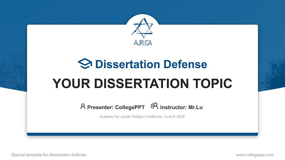 Academy for Jewish Religion-California Graduation Thesis Defense PPT Template16:9 ratio PPT effect preview image