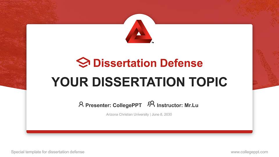 Arizona Christian University Graduation Thesis Defense PPT Template16:9 ratio PPT effect preview image