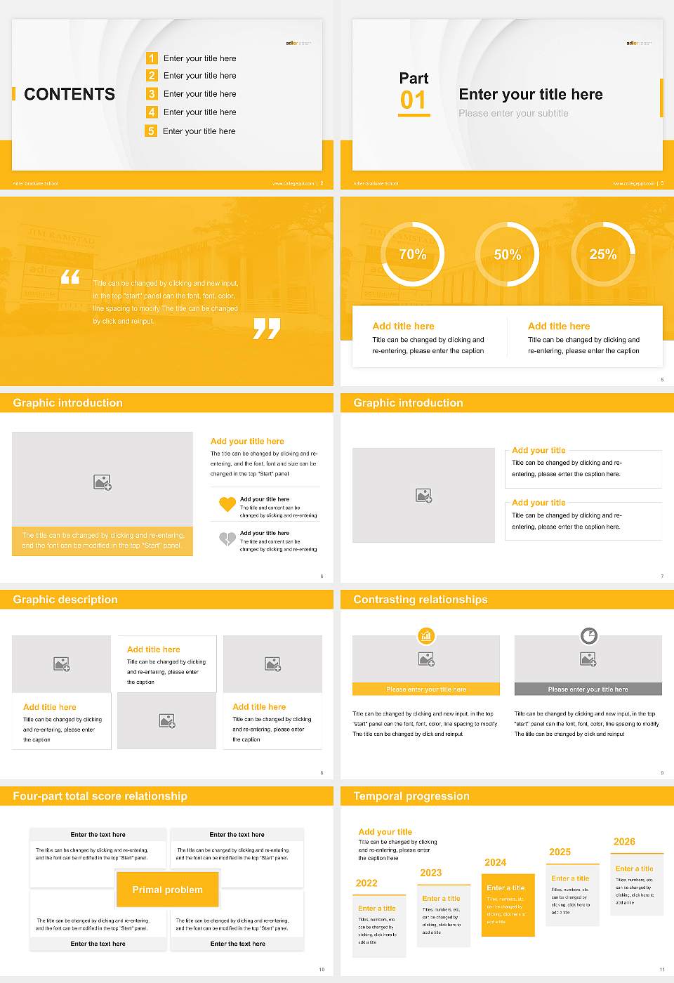 Adler Graduate School Thesis Proposal/Graduation Defense PPT Template16:9 ratio PPT effect preview image2