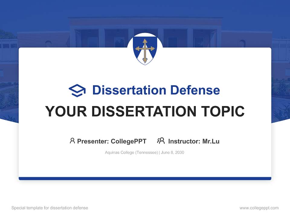 Aquinas College (Tennessee) Graduation Thesis Defense PPT Template4:3 ratio PPT effect preview image7