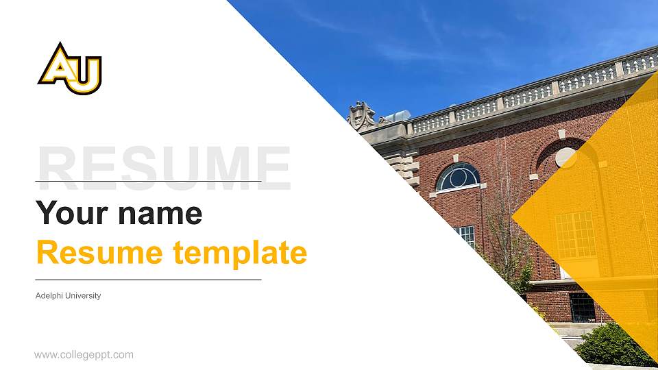 Adelphi University Resume PPT Template16:9 ratio PPT effect preview image