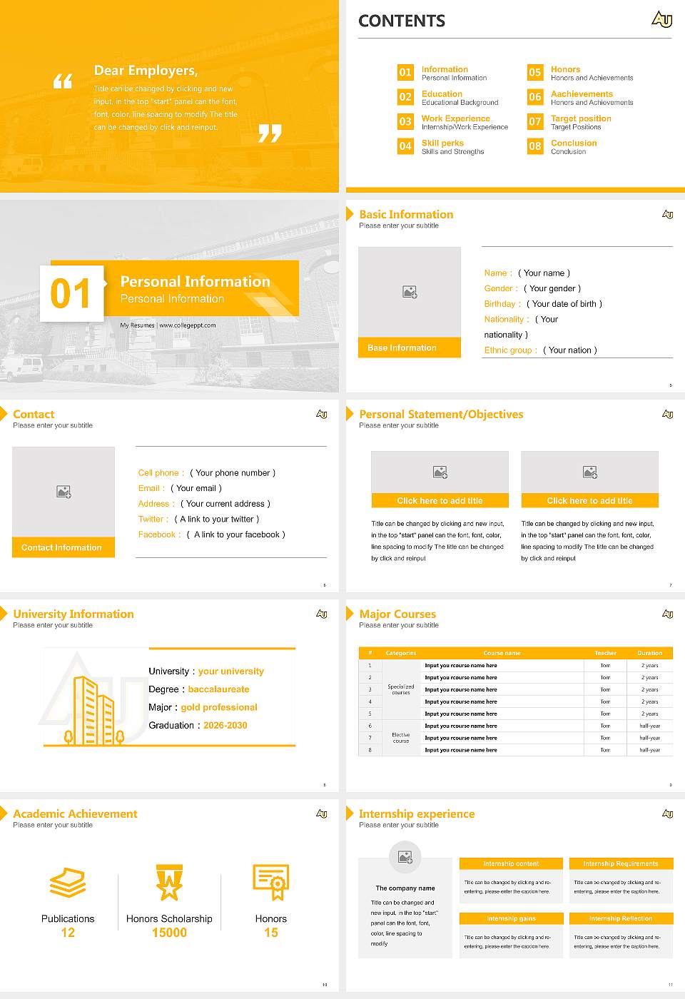 Adelphi University Resume PPT Template16:9 ratio PPT effect preview image2