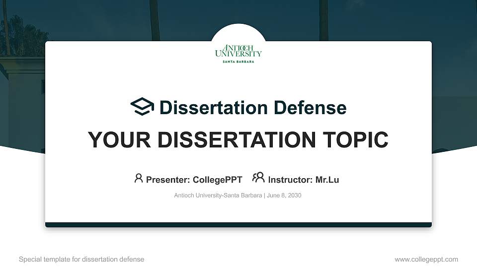 Antioch University-Santa Barbara Graduation Thesis Defense PPT Template16:9 ratio PPT effect preview image