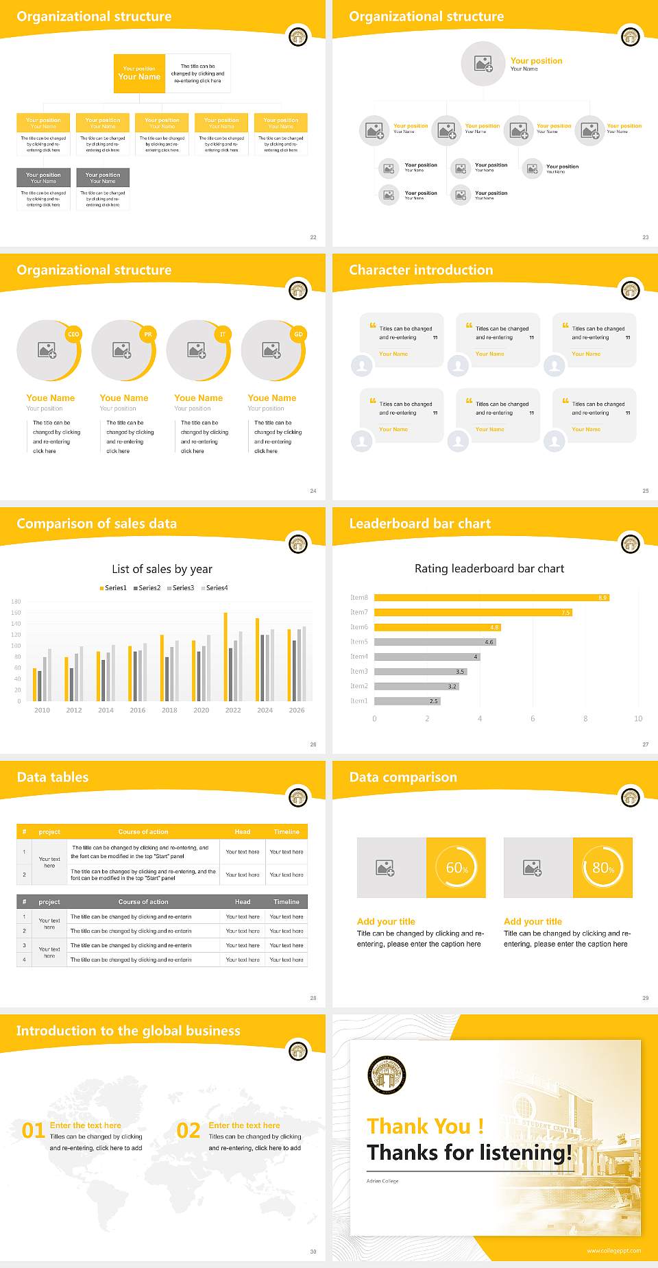 Adrian College Academic Presentation/Research Findings Report PPT Template4:3 ratio PPT effect preview image4