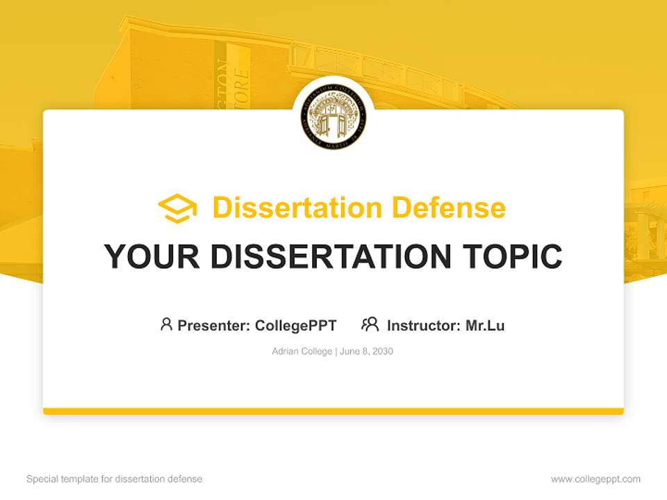 Adrian College Graduation Thesis Defense PPT Template4:3 ratio PPT effect preview image7