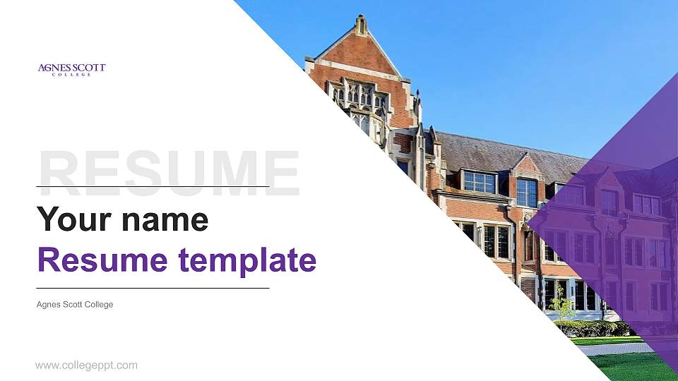 Agnes Scott College Resume PPT Template16:9 ratio PPT effect preview image