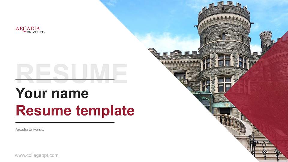 Arcadia University Resume PPT Template16:9 ratio PPT effect preview image