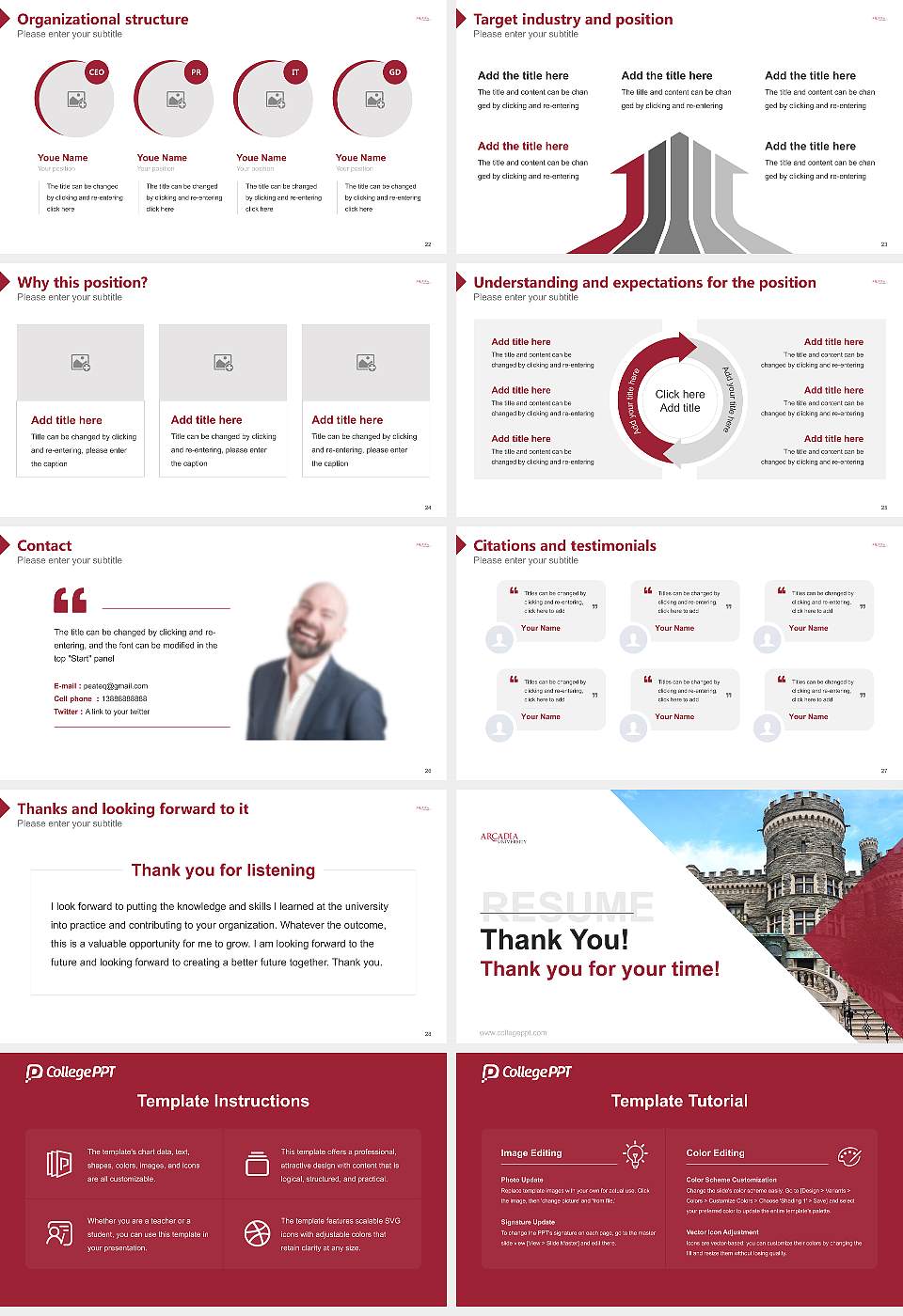 Arcadia University Resume PPT Template16:9 ratio PPT effect preview image4