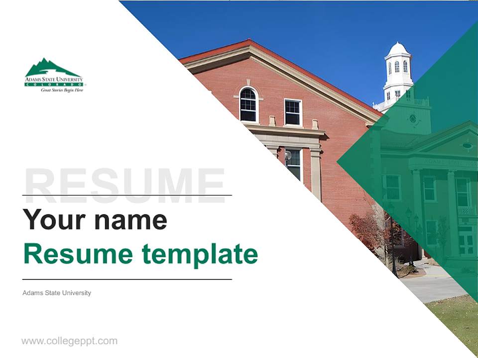 Adams State University Resume PPT Template4:3 ratio PPT effect preview image5