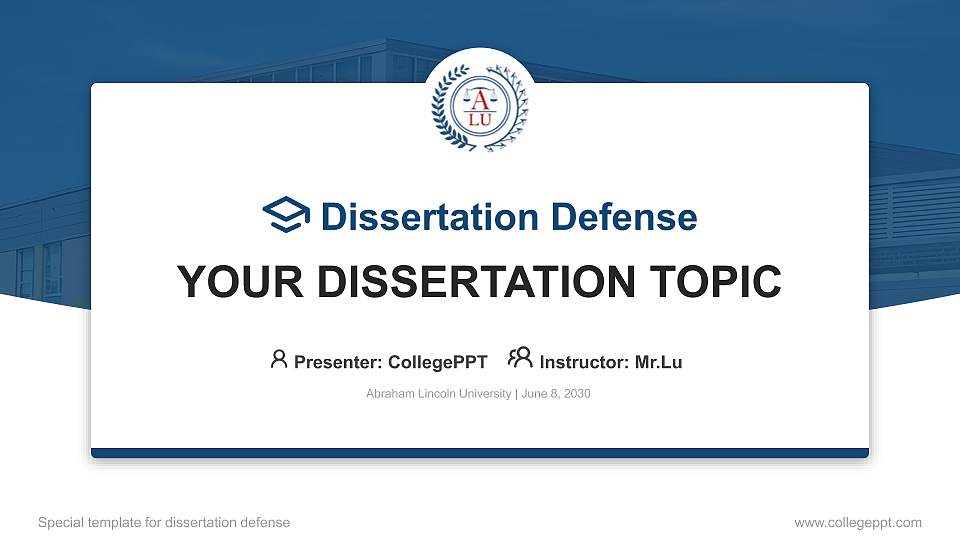 Abraham Lincoln University Graduation Thesis Defense PPT Template16:9 ratio PPT effect preview image