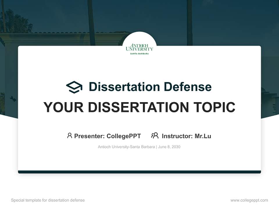 Antioch University-Santa Barbara Graduation Thesis Defense PPT Template4:3 ratio PPT effect preview image7