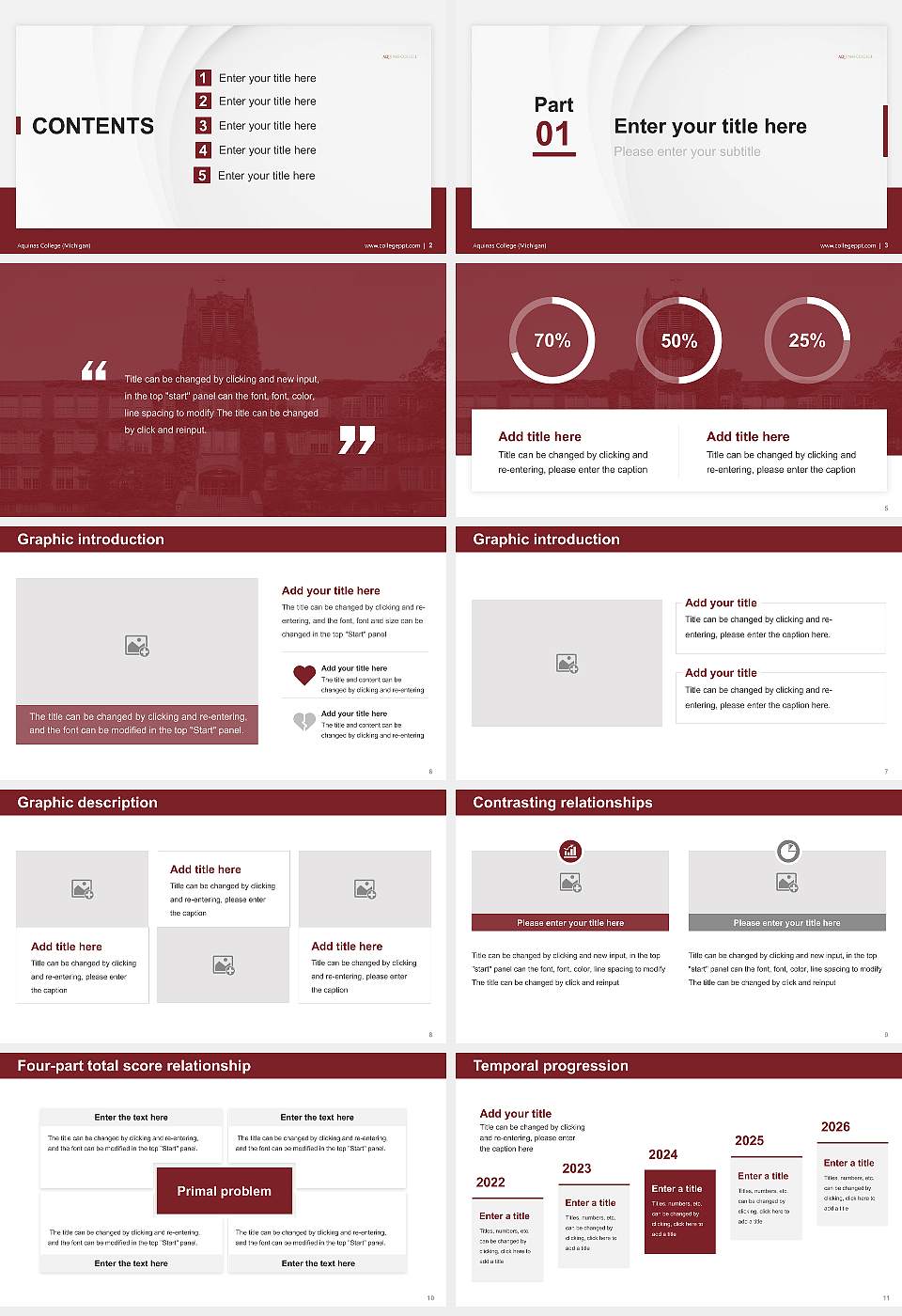 Aquinas College (Michigan) Thesis Proposal/Graduation Defense PPT Template16:9 ratio PPT effect preview image2