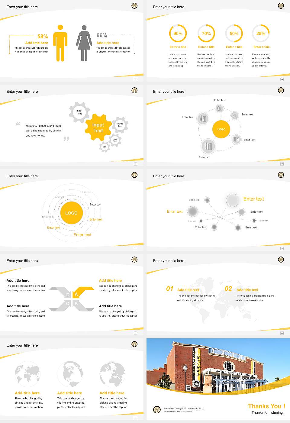 Adrian College Course/Courseware Creation PPT Template16:9 ratio PPT effect preview image4