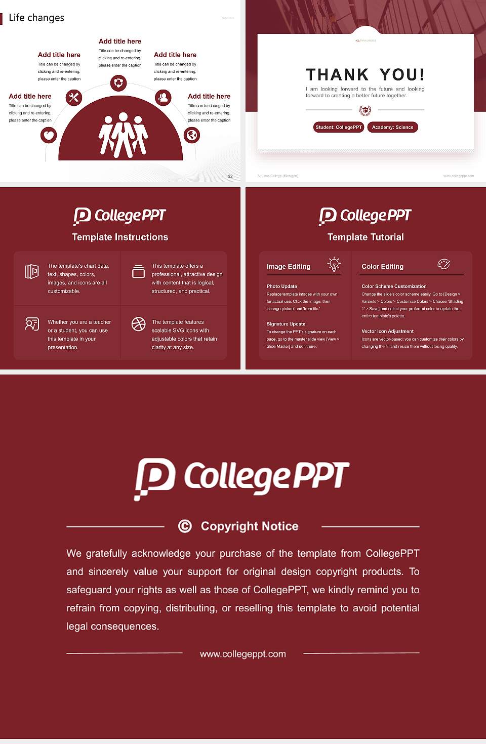 Aquinas College (Michigan) National Scholarship Defense PPT Template4:3 ratio PPT effect preview image4